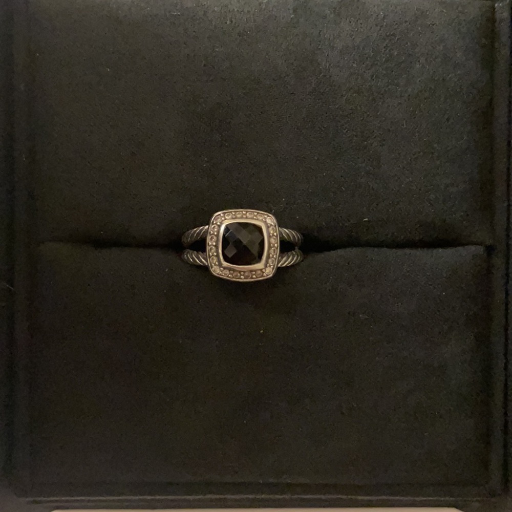 Petite Albion® Ring with Black Onyx and Diamonds